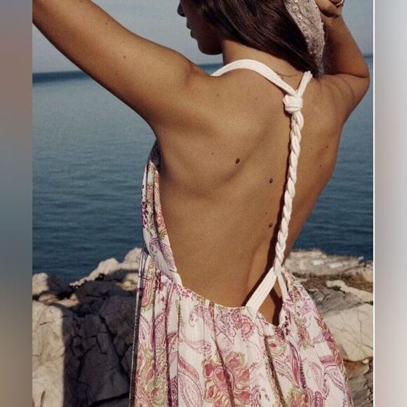 Zara Open Back Multicolored Printed Dress New - Picture 3 of 3